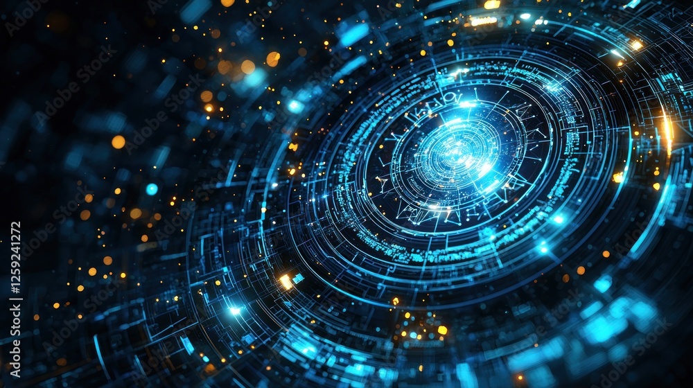 Poster abstract digital technology circular network design