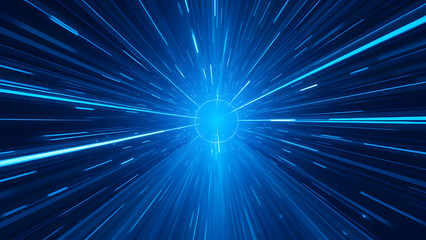Obraz premium Bright blue rays burst with light and energy across the abstract background
