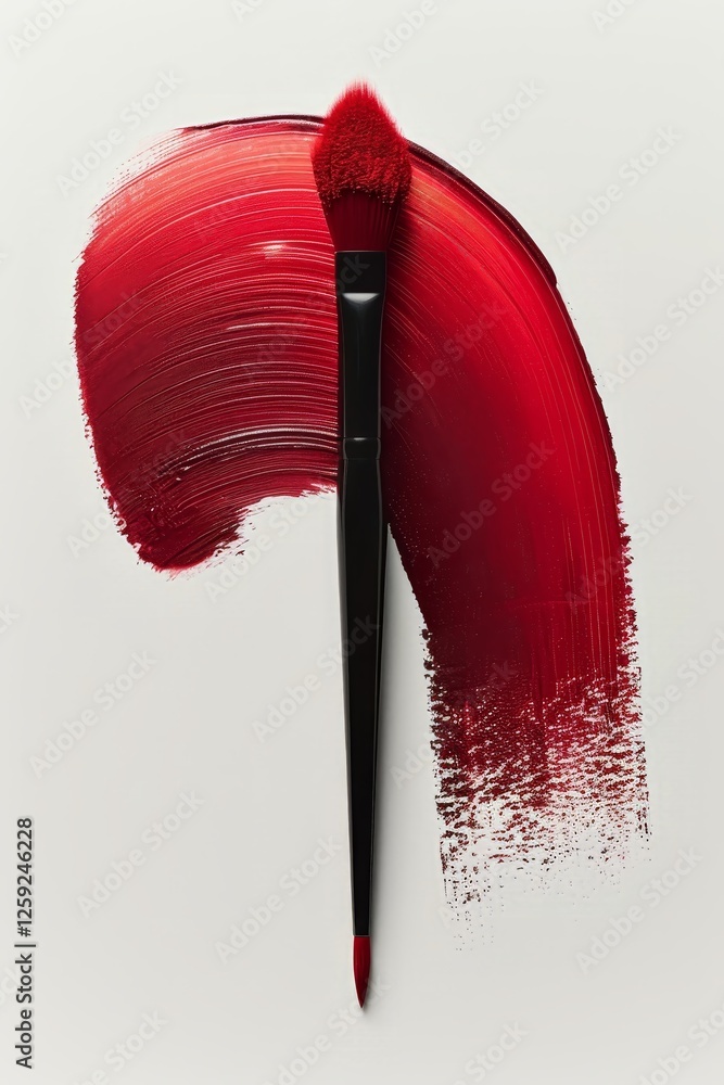 Aufkleber a bold brushstroke in red and yellow rests on a pristine white surface showcasing the delicate blend