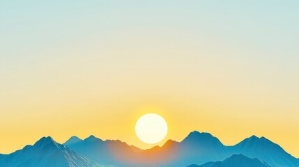 Fototapeta premium Serene Sunset Over Blue and Yellow Mountains