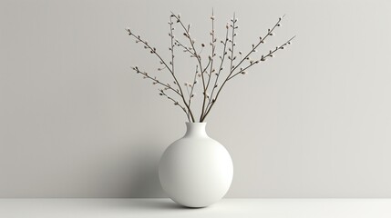 Simple White Vase with Delicate Spring Branches Minimalist Home Decor Still Life Photography