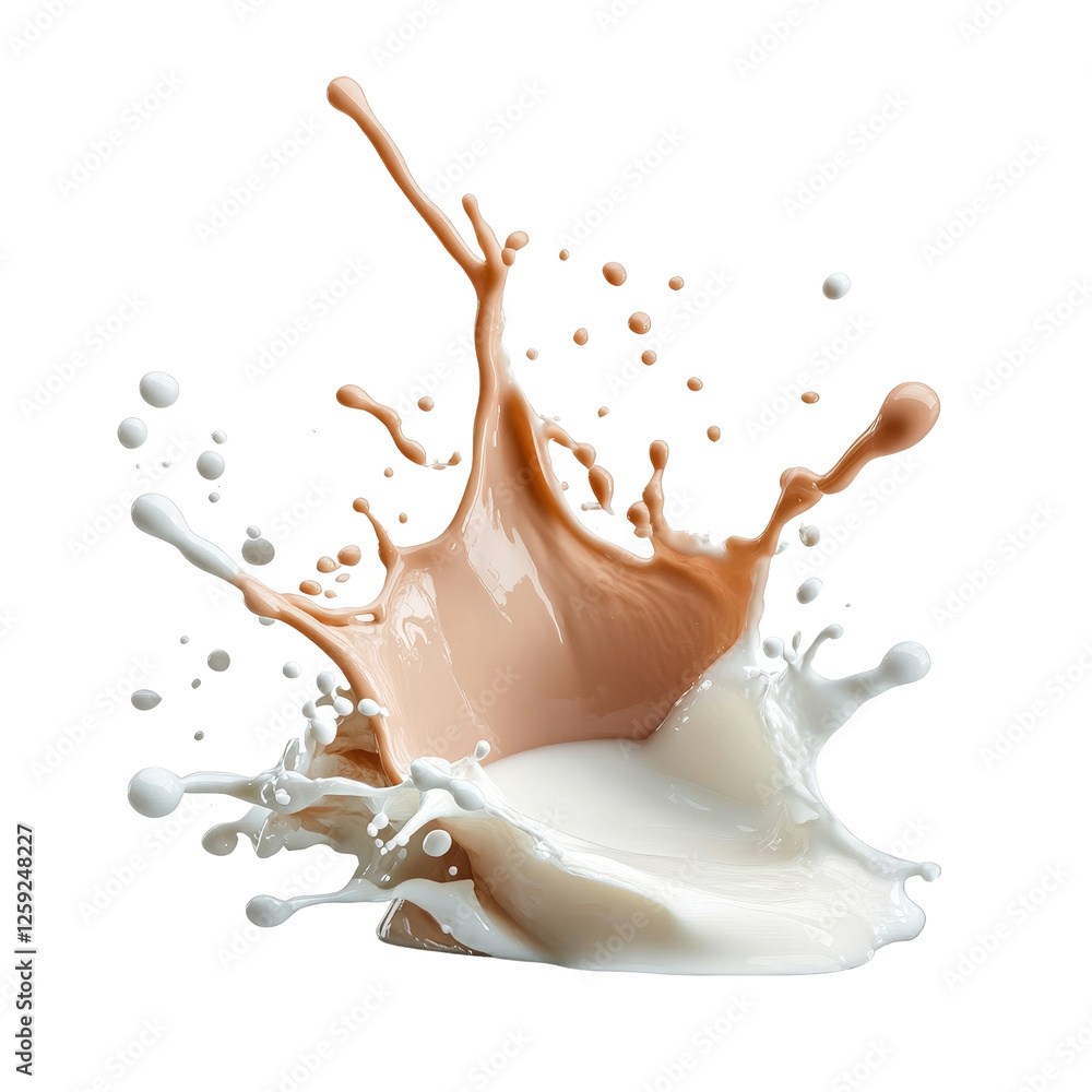 Aufkleber splash of milk on a black background creating a dynamic and artistic composition isolated on a white