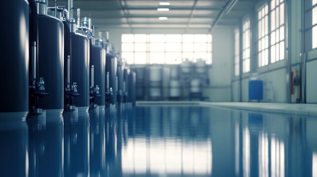 Factory Tanks Reflecting Industrial Production