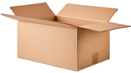 Open cardboard box revealing contents, suitable for shipping, delivery, unpacking concepts in web designs, social media posts, and product packaging.