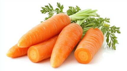 Fresh and Vibrant Orange Carrots with Green Leaves for Cooking
