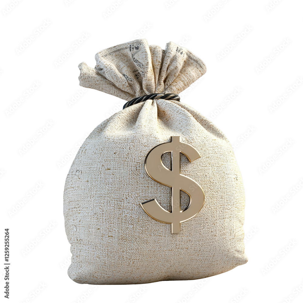 Aufkleber bag with a dollar sign symbol representing money and finance concepts on a simple background isolate