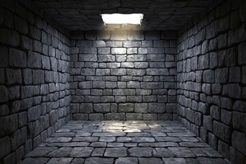 old brick wall and floor, abandonded shelter, A square room made of stone bricks