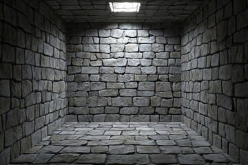 old brick wall and floor, abandonded shelter, A square room made of stone bricks