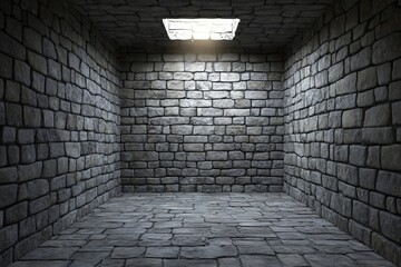 old brick wall and floor, abandonded shelter, A square room made of stone bricks