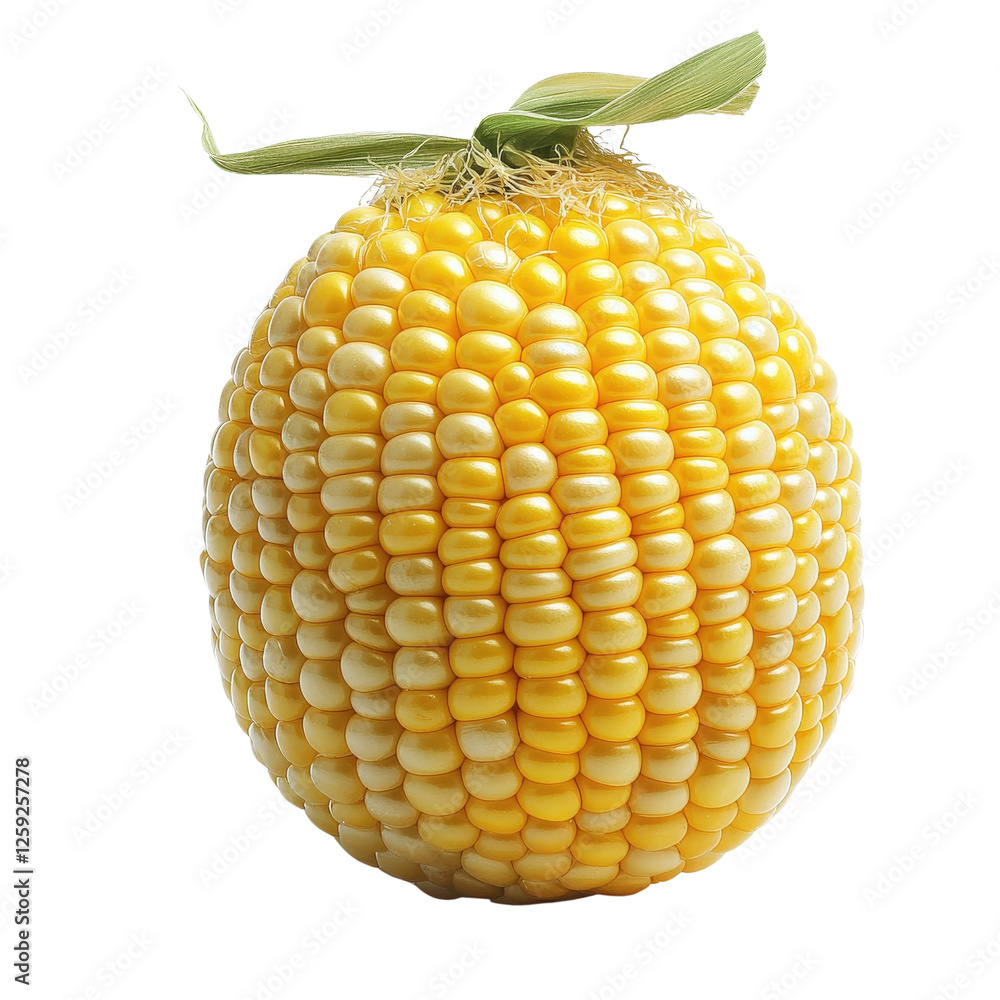 Poster fresh corn cob on a black background showing natural texture and detail of the kernels isolated on a