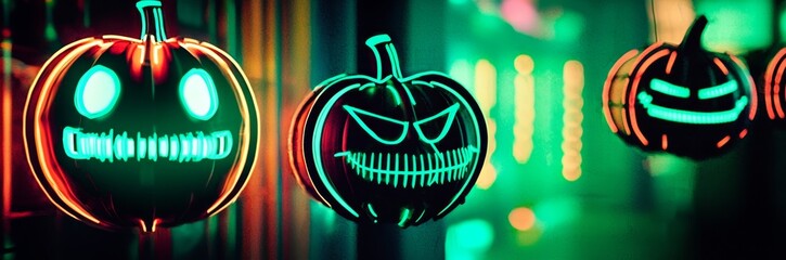 Explore the captivating fusion of cyberpunk aesthetics and 3D pumpkin illumination.