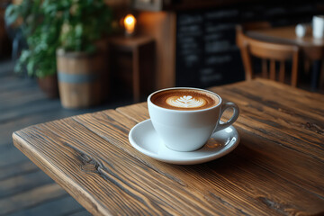 Obraz premium Close-up morning coffee on the table.