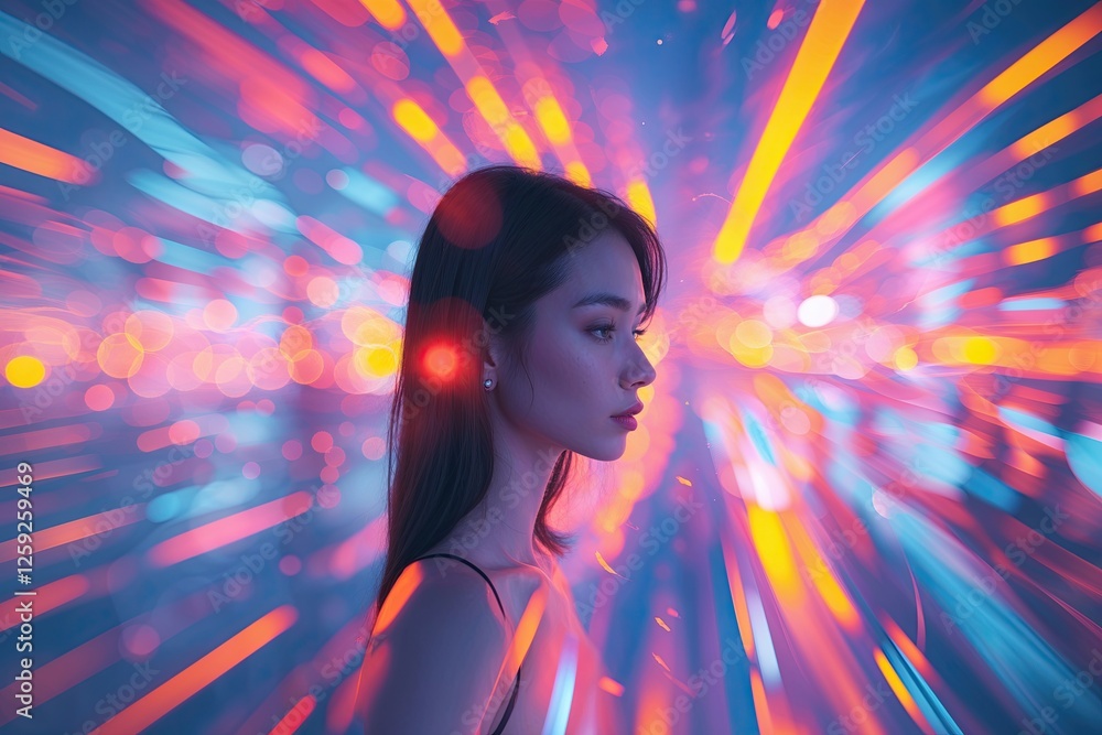Poster dynamic surreal prism light wave texture for bold dramatic photo overlay with stunning bokeh effect 