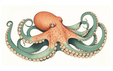 Obraz premium Stunning watercolor illustration featuring an octopus.