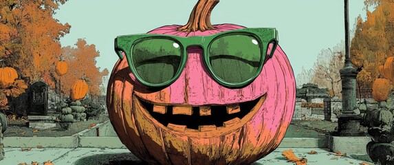 Unique Surrealism: Pumpkin Head Art with Glasses