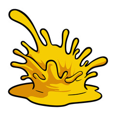 yellow liquid juice splash flow flat color vector illustration template design