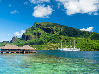 Sailing boat anchored in Moorea