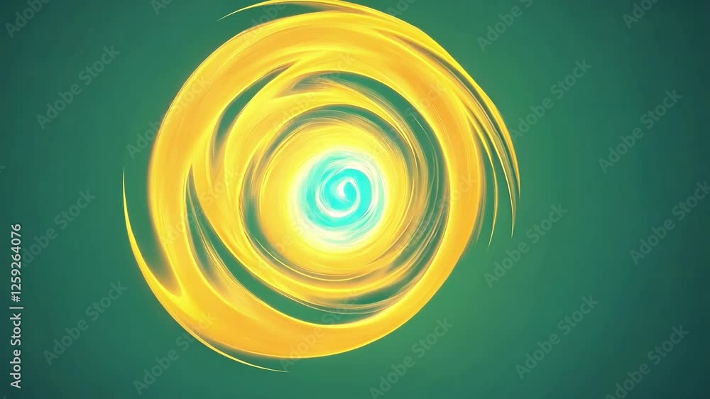 Poster golden energy swirls around a bright cyan core, creating a mesmerizing visual effect against a green