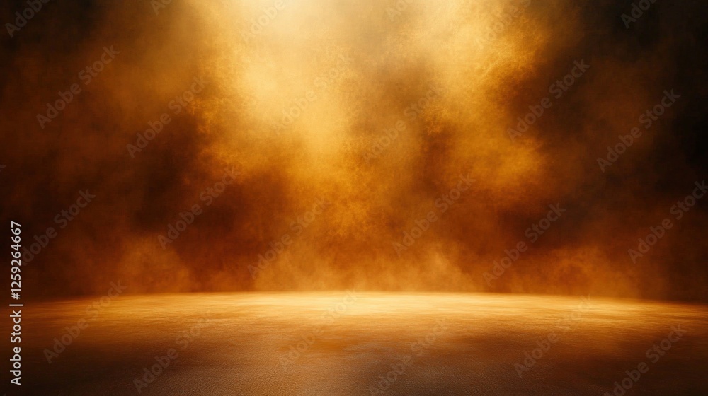 Poster a dramatic background featuring a warm, smoky atmosphere illuminated by soft spotlights, creating an