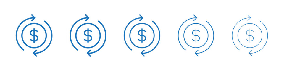Cash flow icon Symbol collection thin outline set
