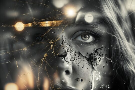 Weathered Film Look with Scratches, Luminous Overlays, and Black-and-White Texture