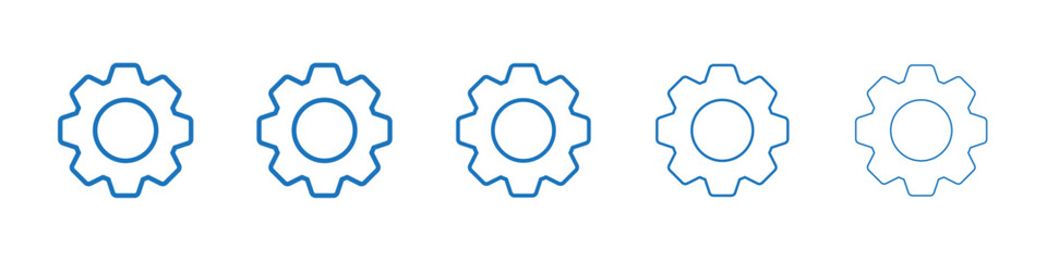 Cogwheel icon Symbol collection thin outline set