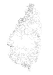 Fototapeta premium highway map in Saint Lucia country with black and white color