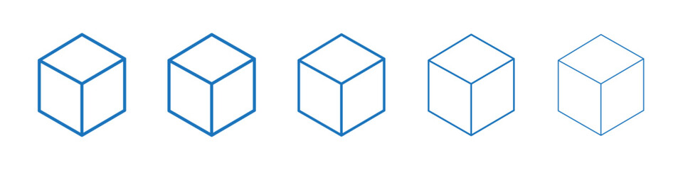 Cube icon Symbol collection thin outline set