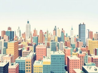 Fototapeta premium Create a bustling cityscape from a worms-eye view,
