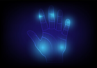 Abstract background with digital handprint identified