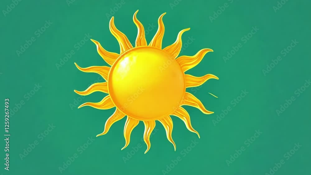 Poster sun gently rotating against verdant green screen, providing seamless compositing solution for visual