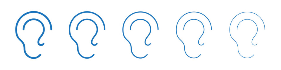 Ear icon Symbol collection thin outline set