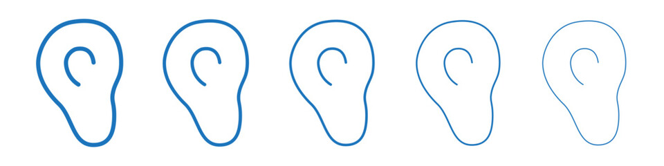 Ear icon Symbol collection thin outline set