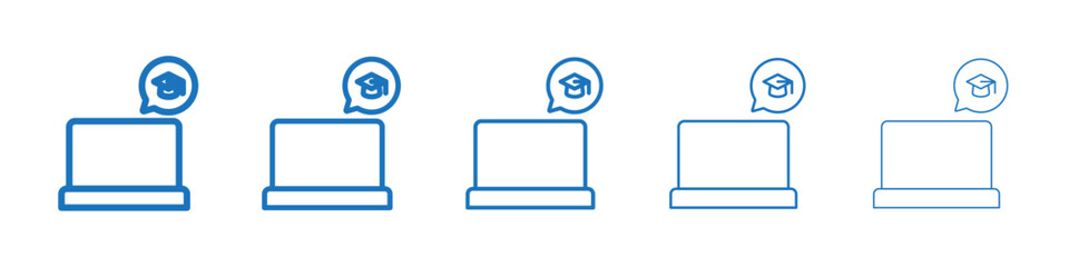 E learning icon Symbol collection thin outline set