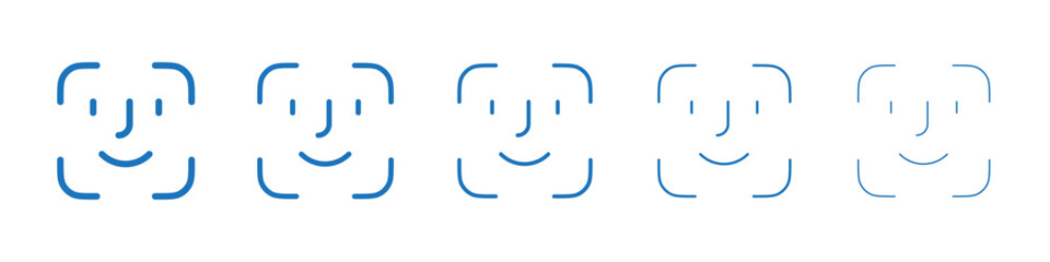 Face id icon Symbol collection thin outline set