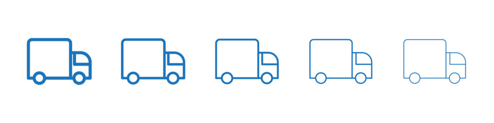 Fast shipping delivery truck icon Symbol collection thin outline set