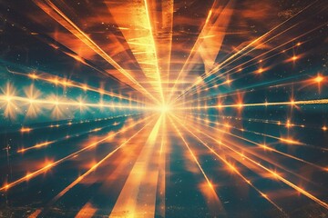 Bold Radiant Light Distortion Overlay Effect with Vintage Film Grain Texture