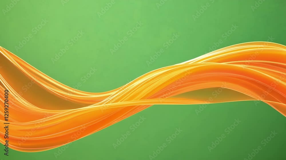 Poster an orange fx set composed of dynamic lines and curves set apart by the fresh green background.