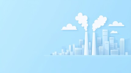 Obraz premium Industrial pollution impact urban cityscape digital artwork sky background aerial view environmental awareness