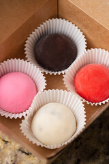 Assorted Mochi Ice Cream in a Gift Box. Japanese dessert with rice flour.
