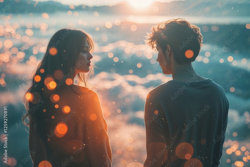 Poster ethereal glow layers with mystical lens flare and hazy bokeh effect