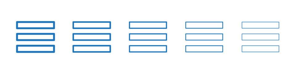 Obraz premium Hamburger menu icon Symbol collection thin outline set