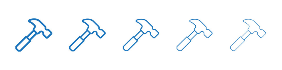 Hammer icon Symbol collection thin outline set