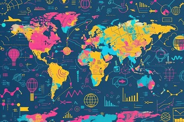 Global Network Connections A Vibrant World Map Illustration