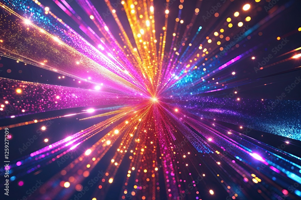 Poster vibrant shimmering color burst overlay effect with radiant glow and dynamic texture