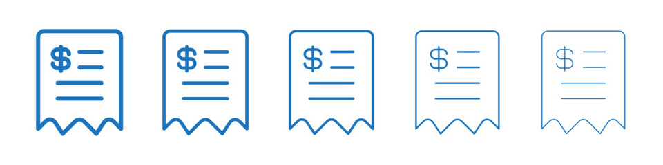 Invoice icon Symbol collection thin outline set