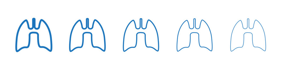 Lung icon Symbol collection thin outline set