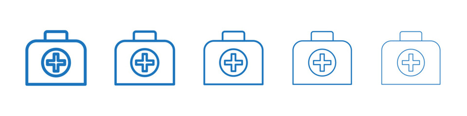 Medical aid kit icon Symbol collection thin outline set