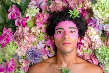 Commercial ad campaign visual idea. Love confession. Valentine's day greeting from man or for man: remarkable dazzling, image of loving latin young man. Urban romance. True feelings. Man lov.