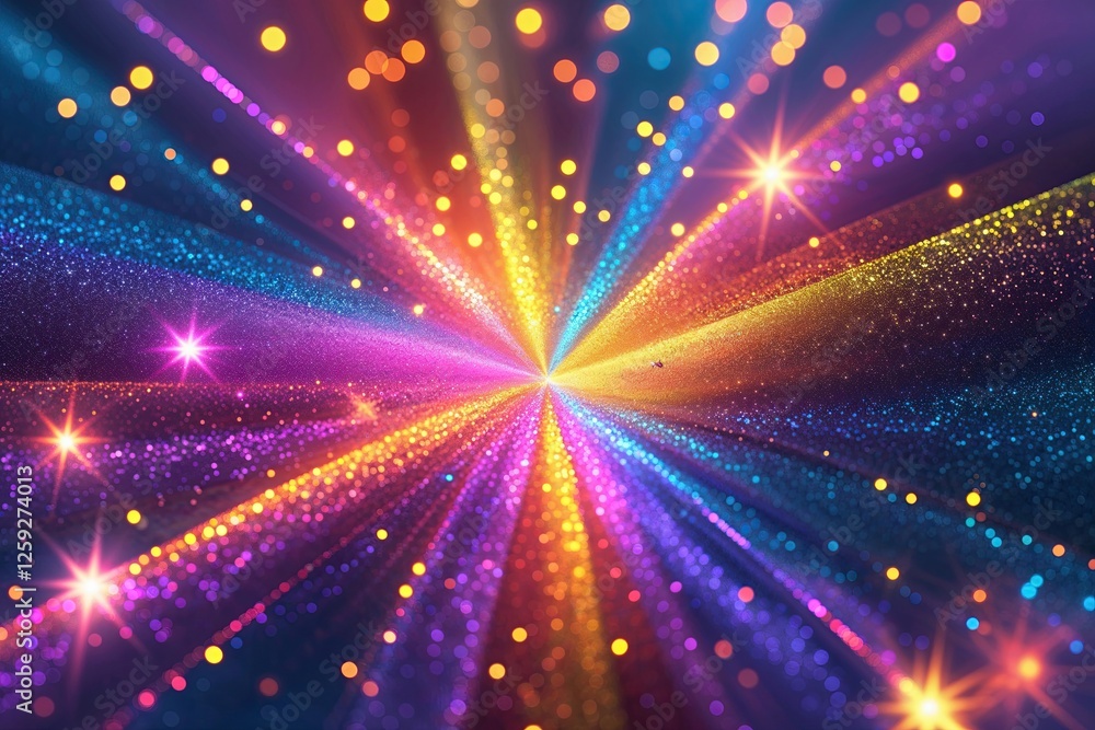 Poster dynamic color burst overlay effect with radiant glow and textured shine